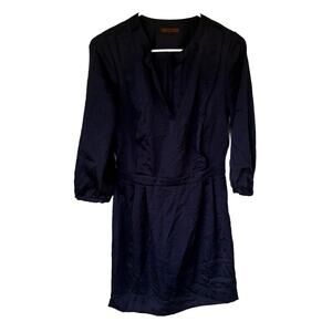 Decenio Dress Sz S Navy Blue Longsleeve V Neck Knee Length Autumn Dressy Casual